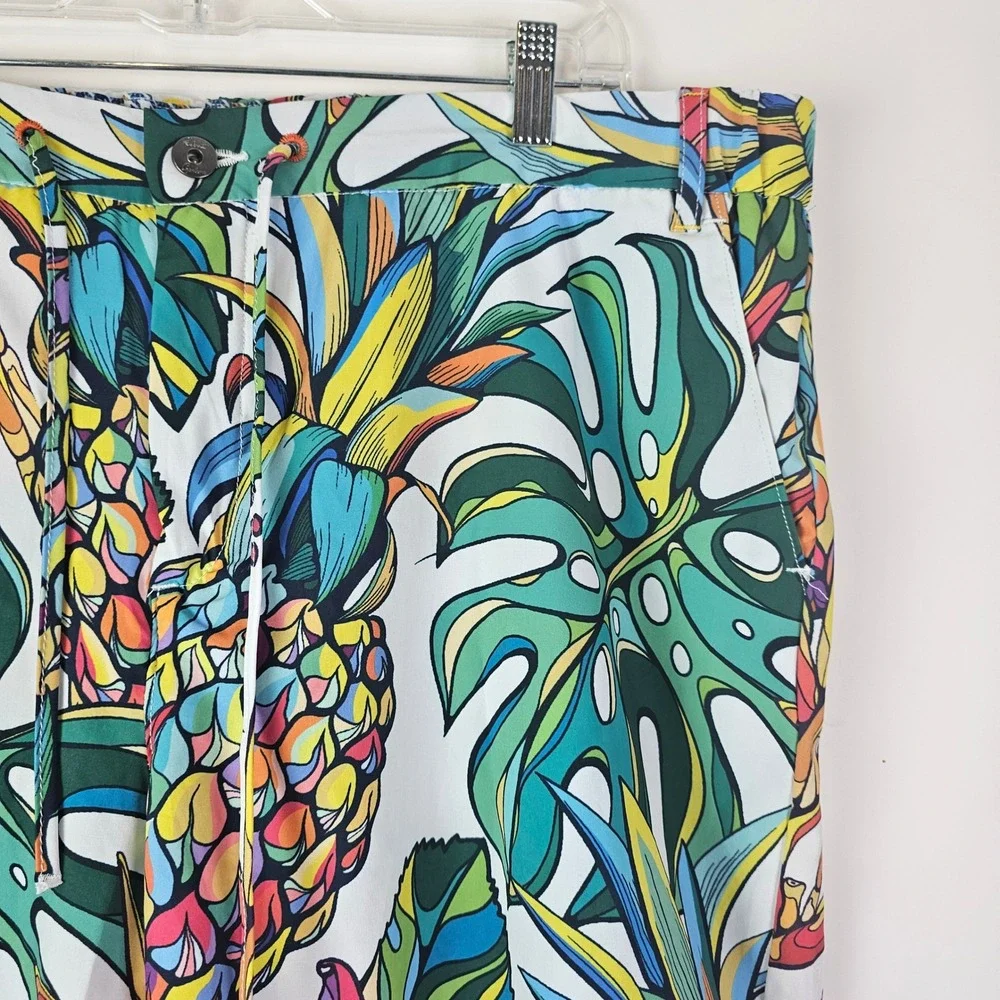 Robert Graham Mens 40 Tropical Pineapple Monstera Print Swim Trunks Classic Fit